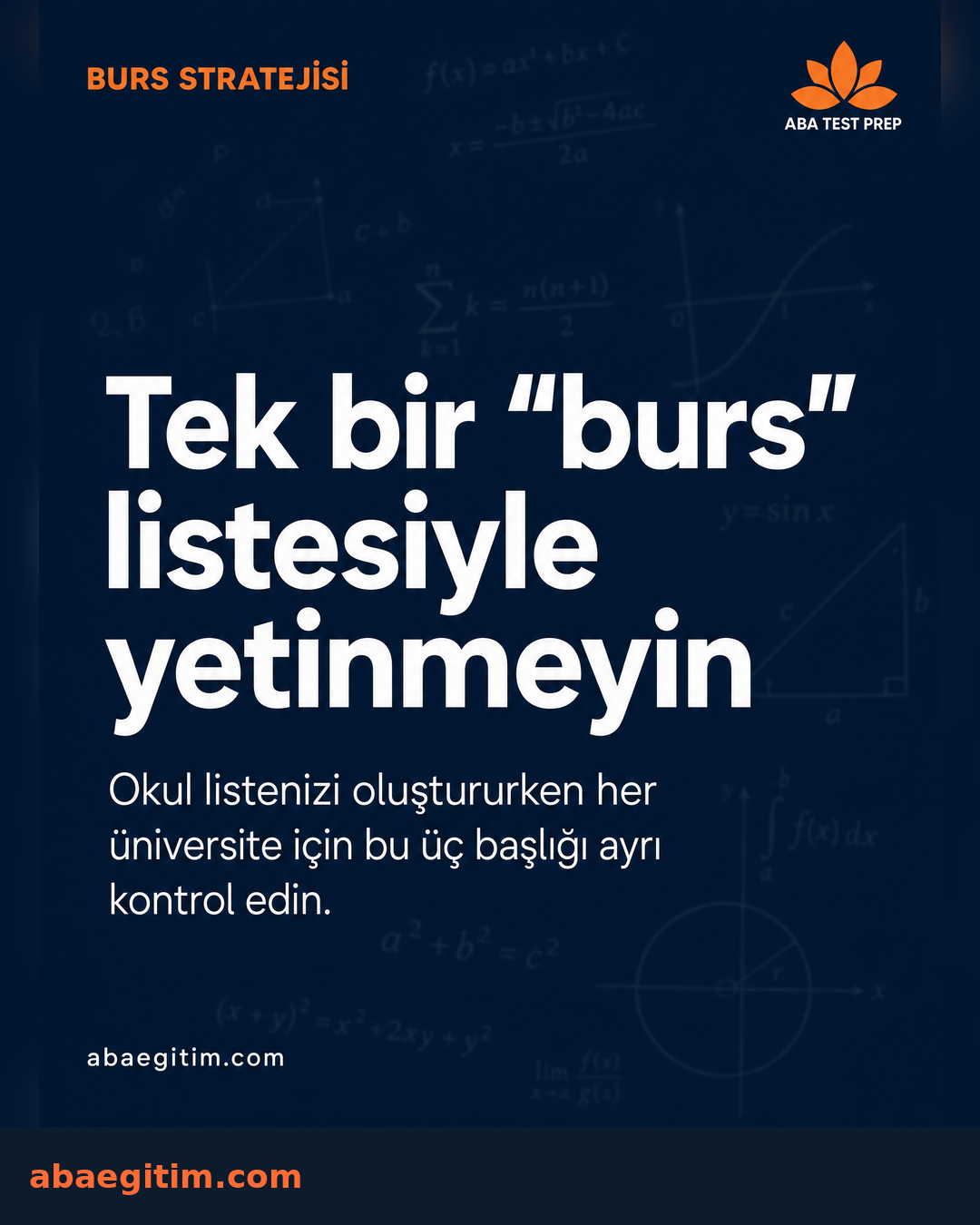 ABA Yurt Disi Egitim için Scholarship List görseli